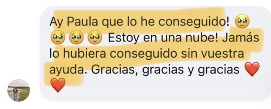 Testimonio de una alumna: lo he conseguido, jamás lo hubiera logrado sin vuestra ayuda.