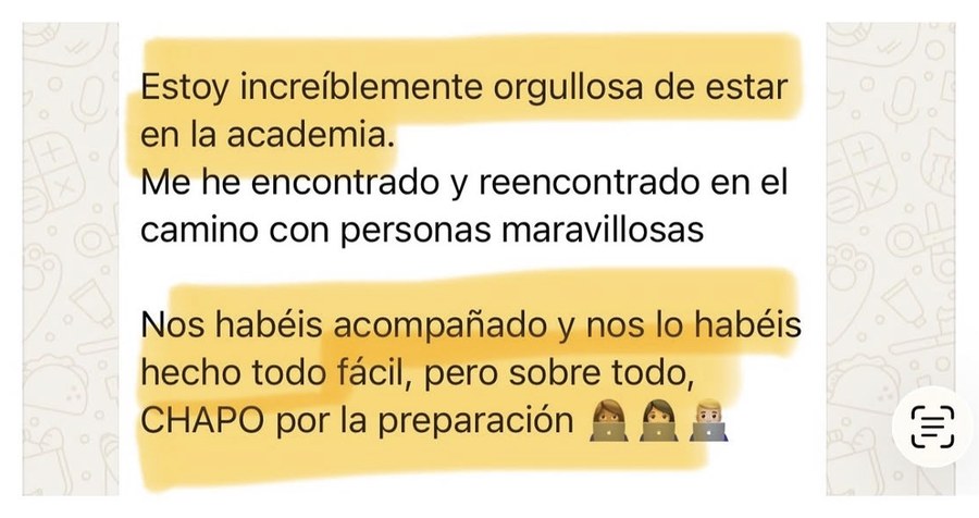 Testimonio de una alumna: increíblemente orgullosa de estar en la academia, chapó por la preparación.