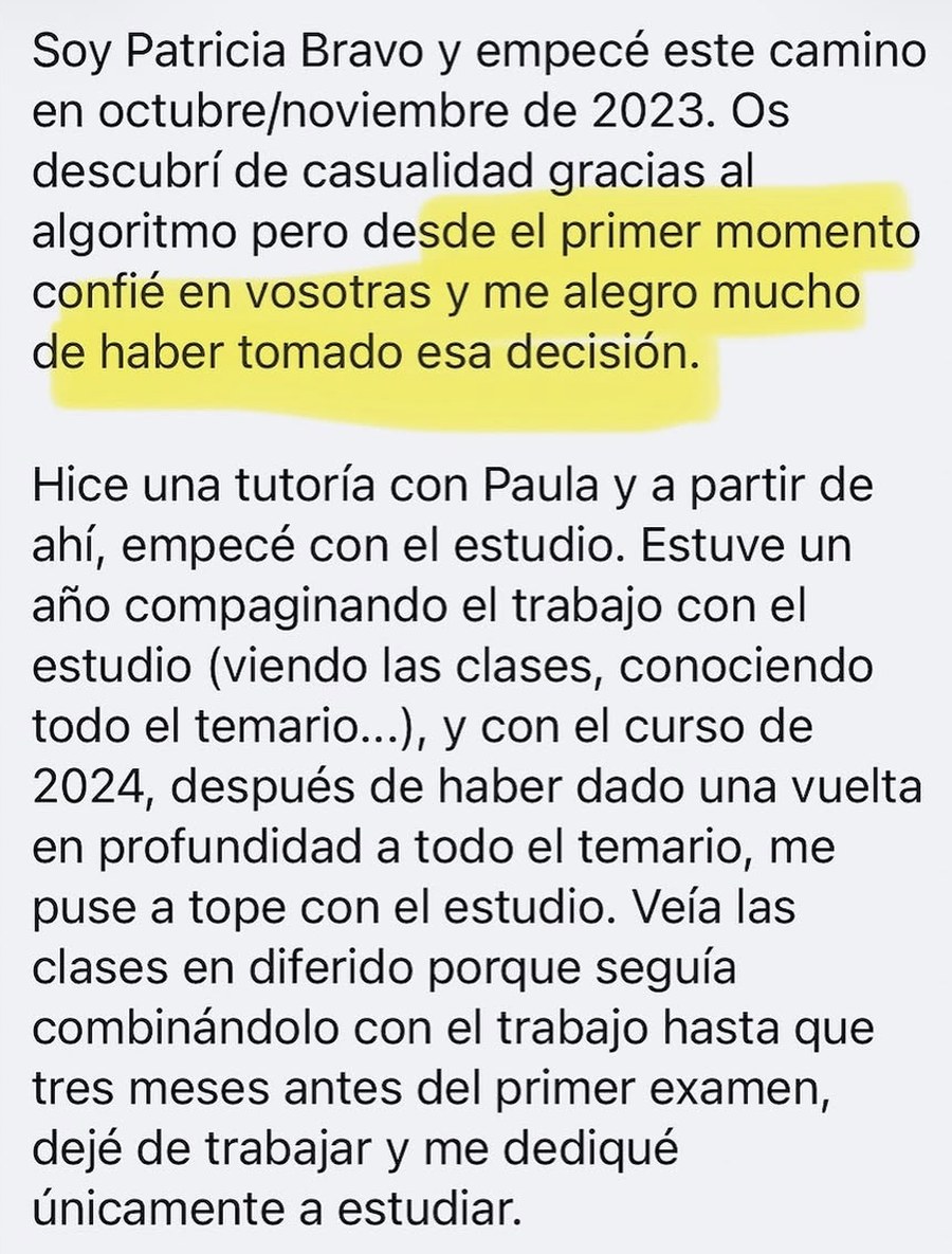 Testimonio de Patricia Bravo: confié desde el primer momento y me preparé a fondo hasta conseguirlo.